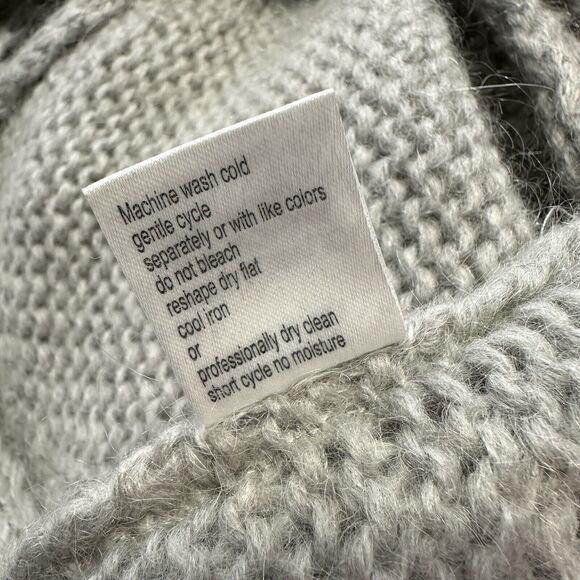 Anthropologie Elsamanda Italy Gray Open Knit Cardigan Sweater Mohair Wool Size L - Picture 9 of 9